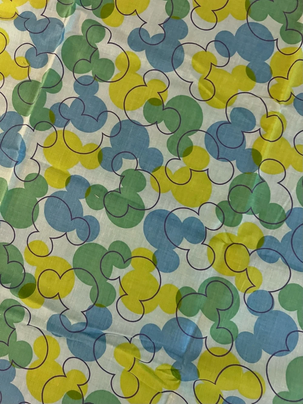 Fabric Disney Kids Sewing Mouse Ears Pattern in Green, Blue, & Yellow Pattern